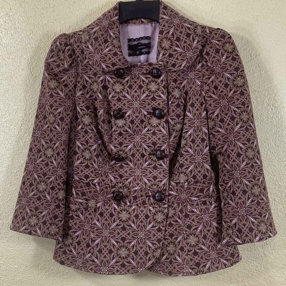Jak & Rae Jacket Blazer Brown Purple Size 4 has Pockets Fully Lined